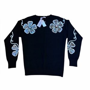 Philosophy Black Sweater with gold floral embellishments